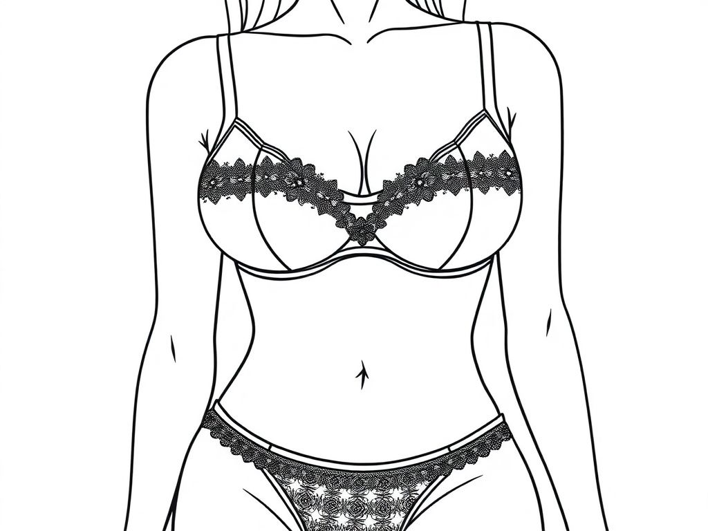 Lingerie Fashion Coloring Page