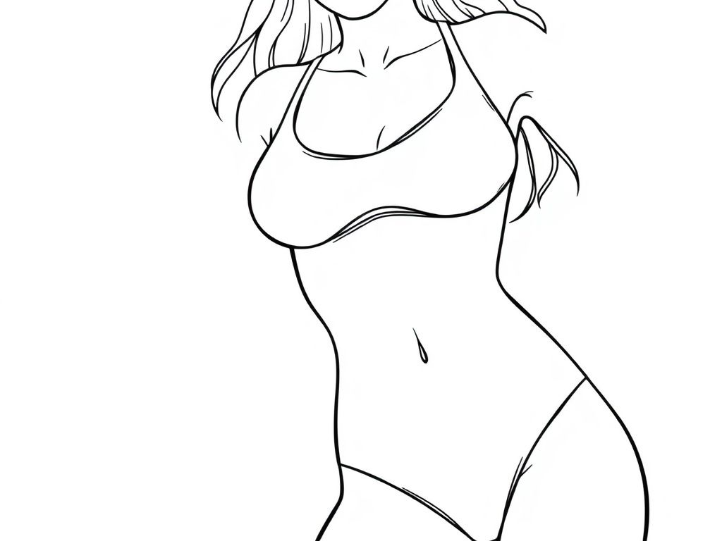 Detailed realistic Female body, swimsuit