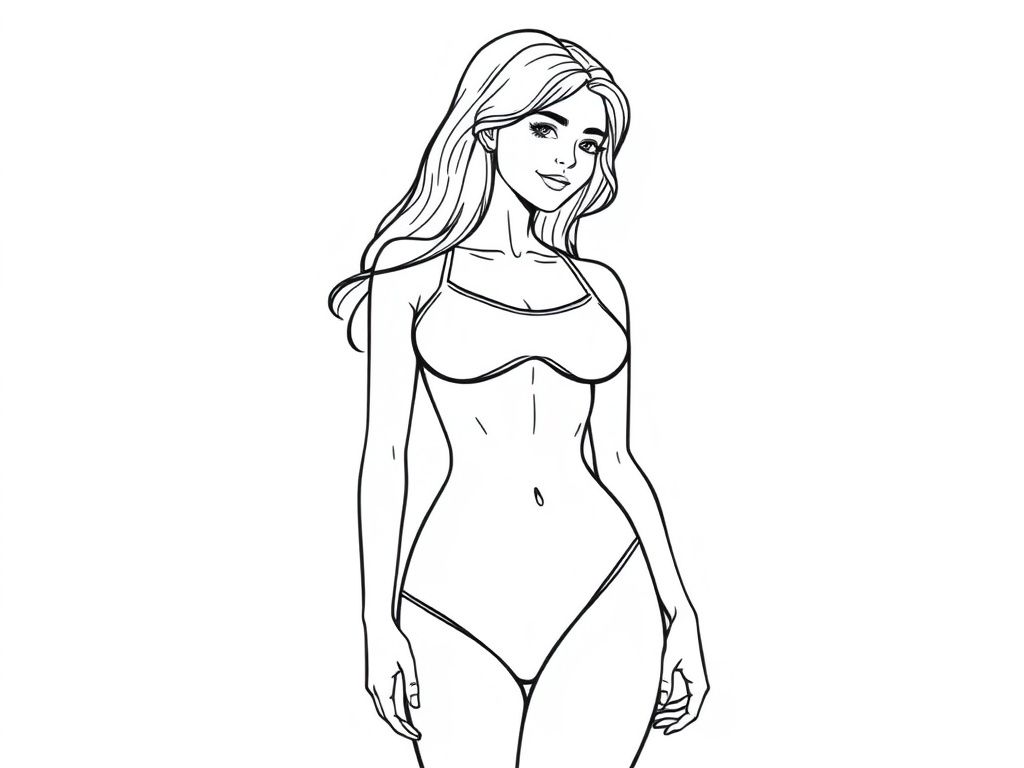 Detailed realistic Female body, swimsuit