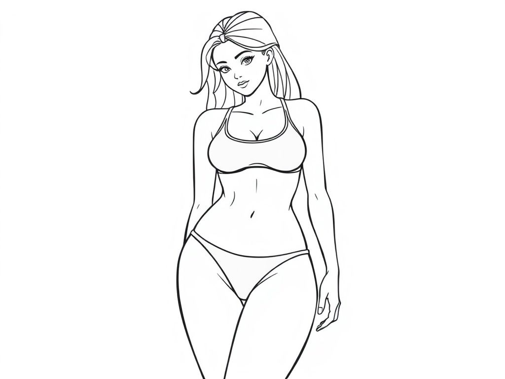 Woman in Underwear Coloring Page