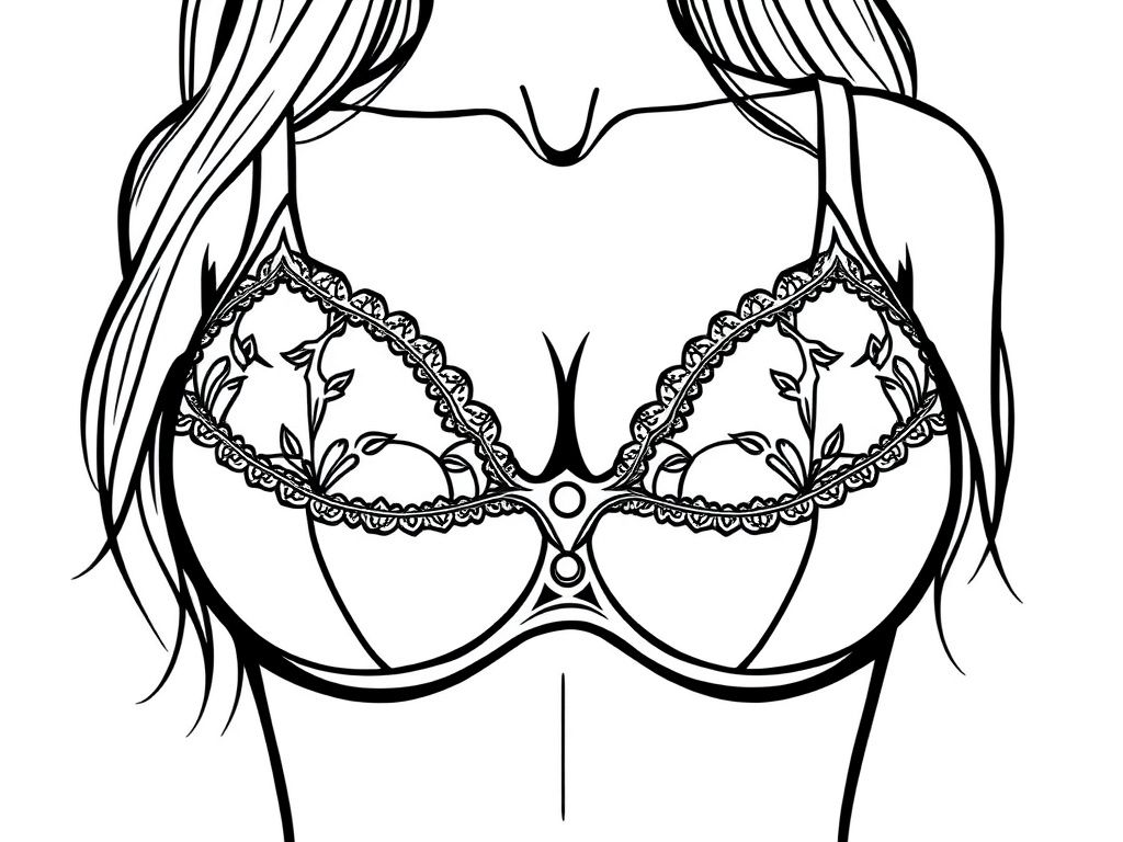 Detailed realistic Female Lingerie that is too small - Free Printable Flower Coloring Page
