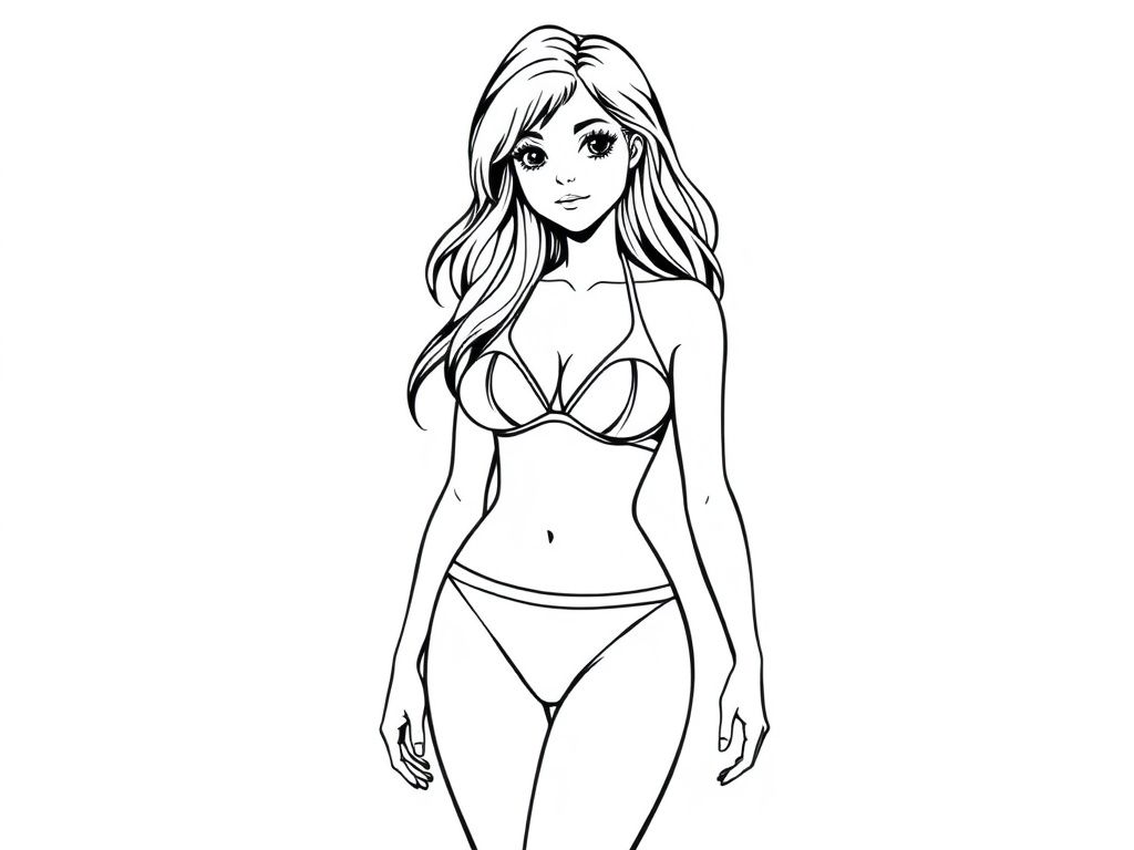 Lingerie Model Coloring Page