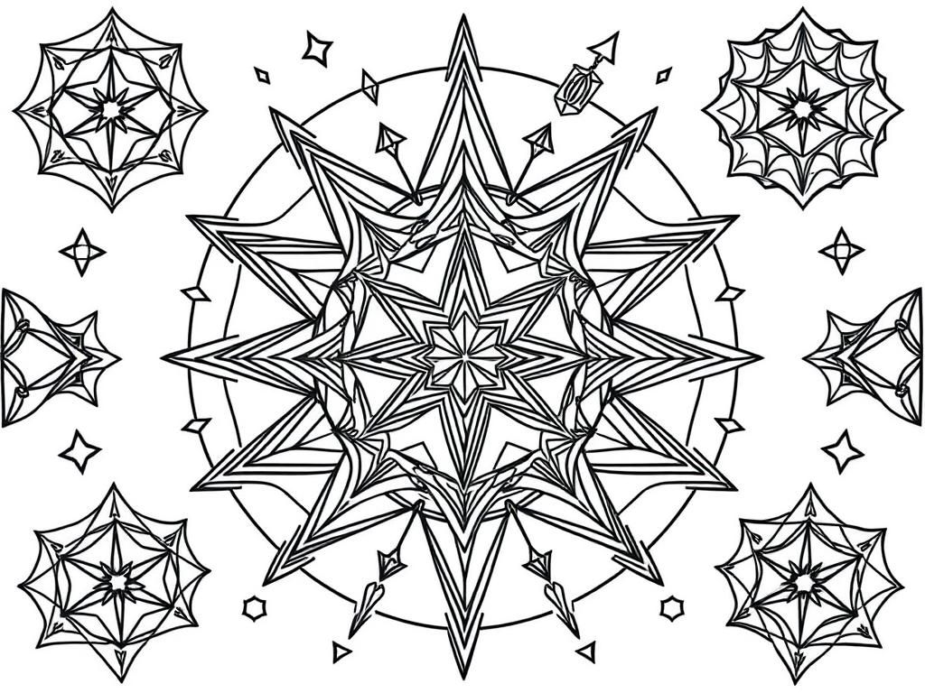 Celestial Star Mandala Coloring Page