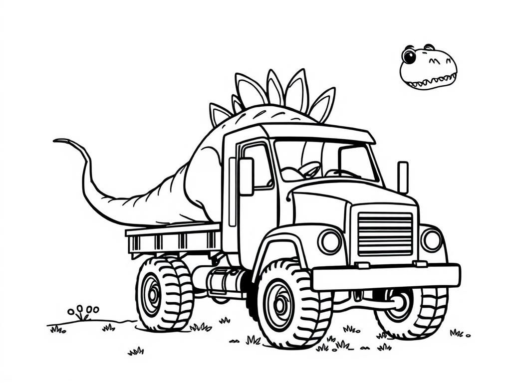 Dinosaur Truck Coloring Page