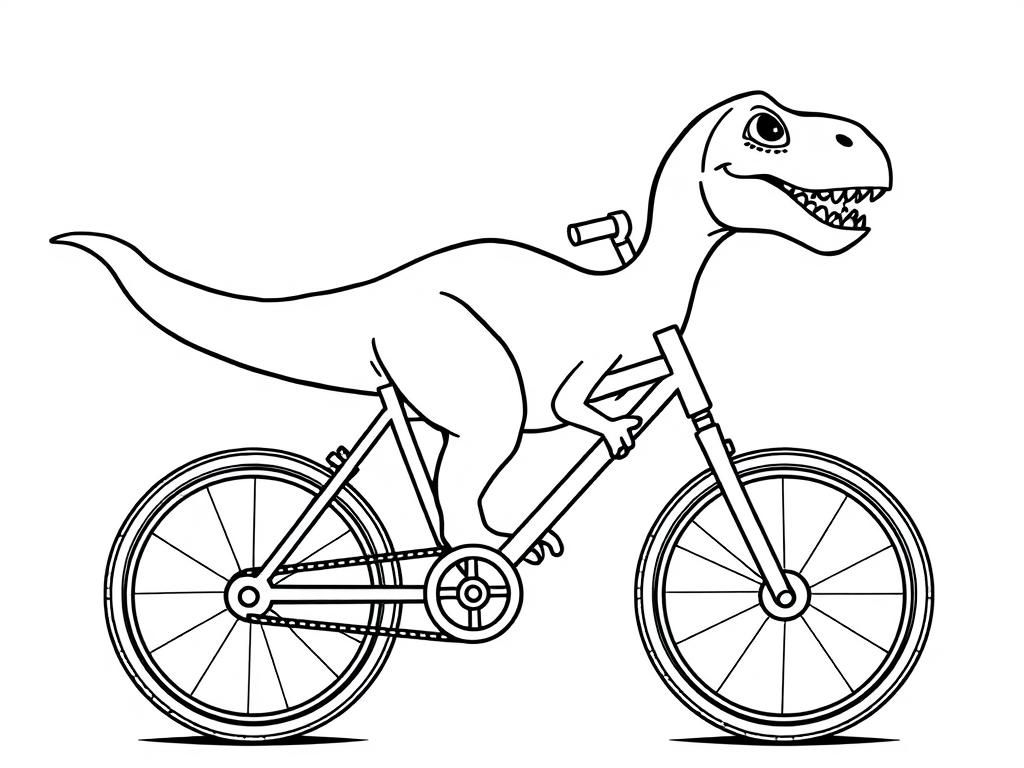 T-Rex Goes for a Spin: A Fun Dinosaur Coloring Page