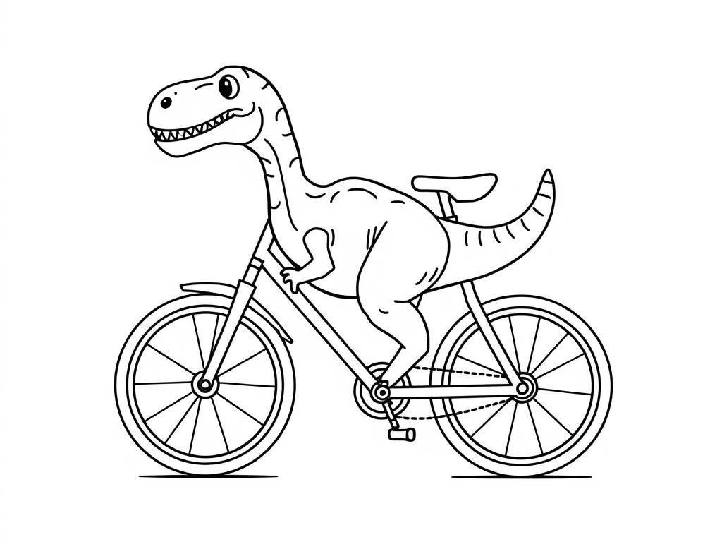 Dino Bike Coloring Page: A Fun Dinosaur Activity for Kids