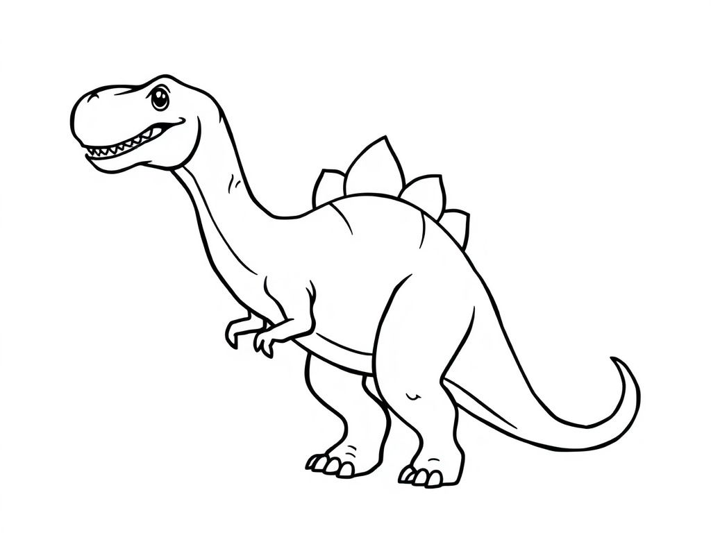 Friendly Smiling Dinosaur Coloring Page