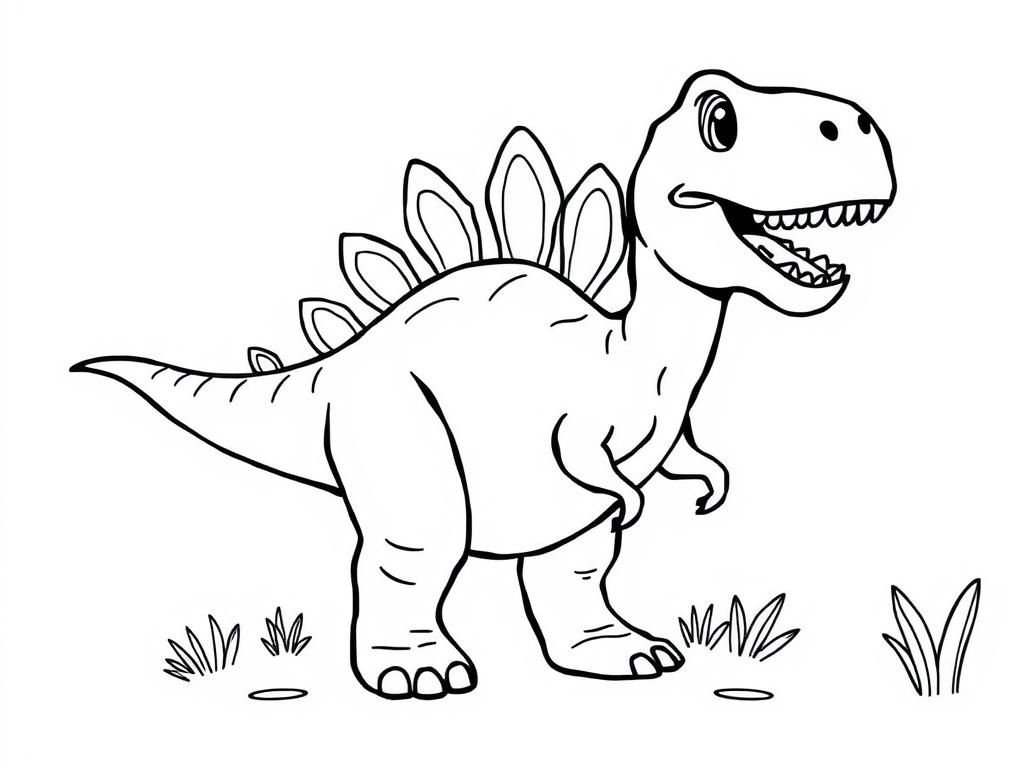 Dinosaur coloring pages for kids cute - Free Printable Coloring Page