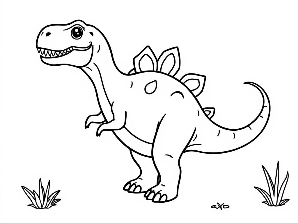 Smiling Dinosaur Coloring Page
