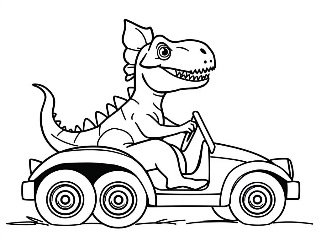 Preview of Dinosaur driving a car