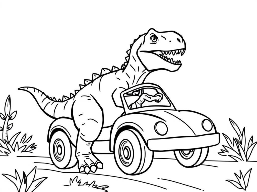 Preview of Dinosaur driving a car