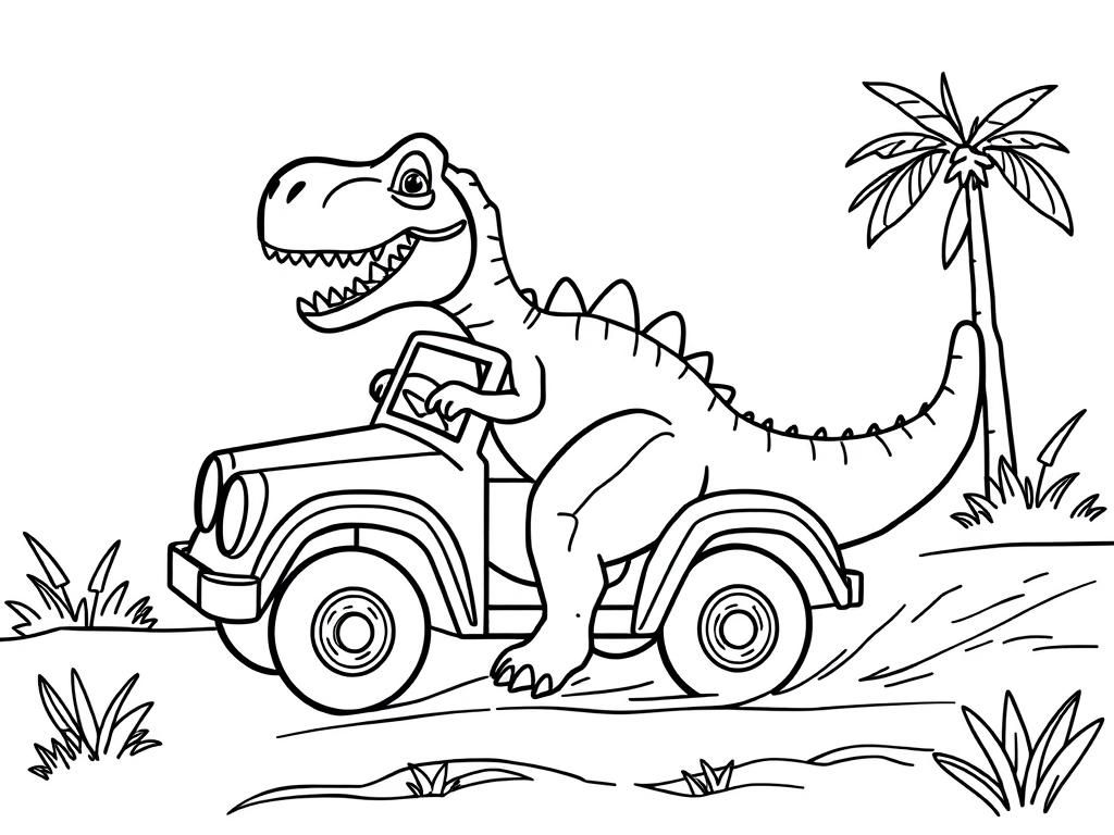 Preview of Dinosaur driving a car