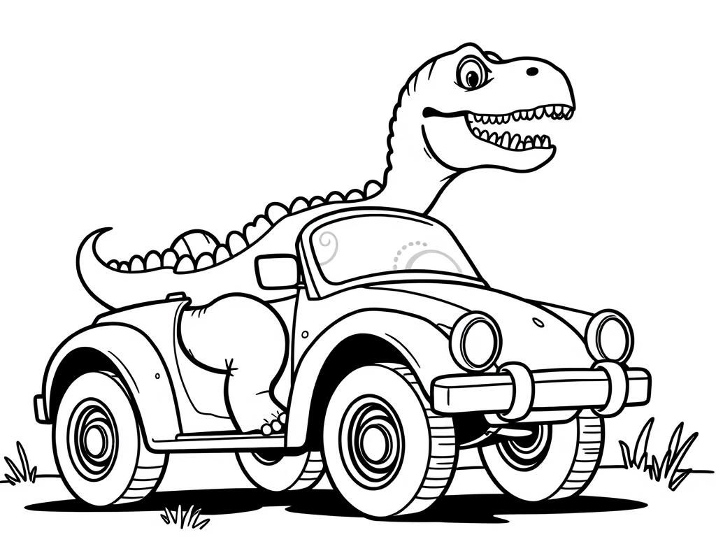 Preview of Dinosaur driving a car