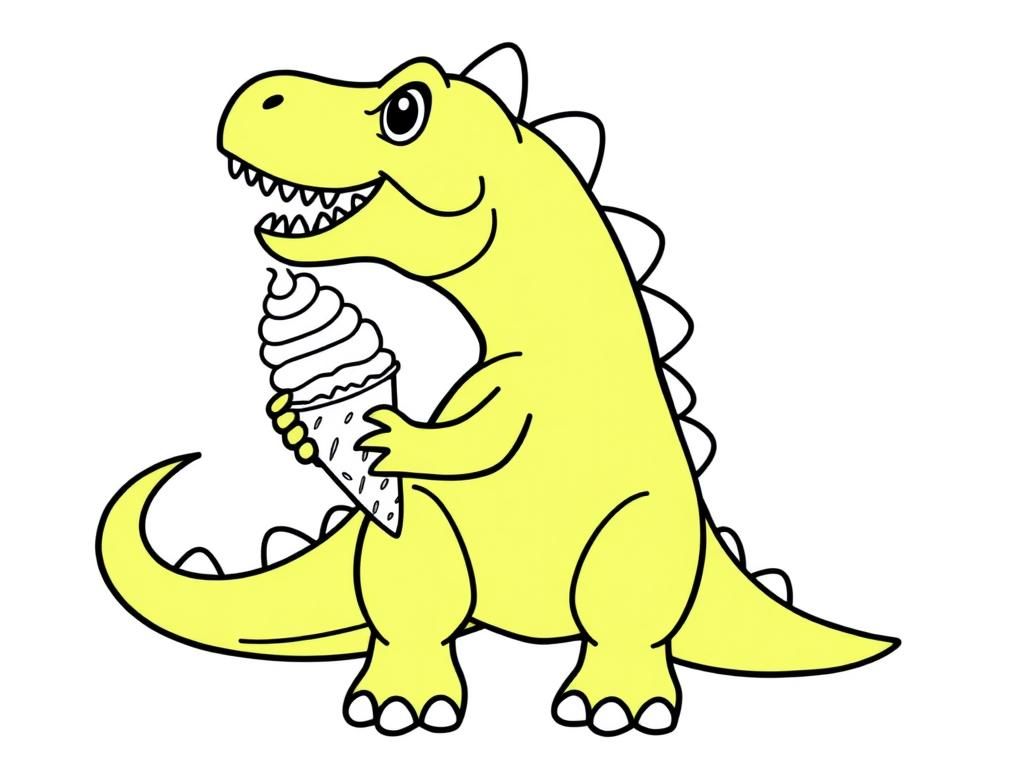 Preview of dinosaur eating ice cream