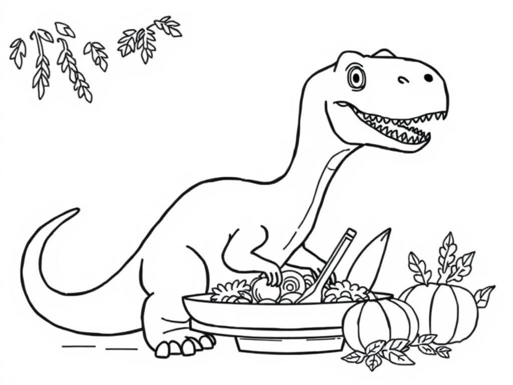 Preview of Dinosaur eating thanksgiving dinner