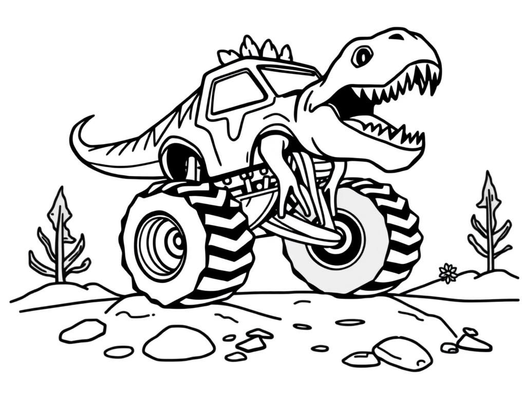 T-Rex Monster Truck Coloring Page