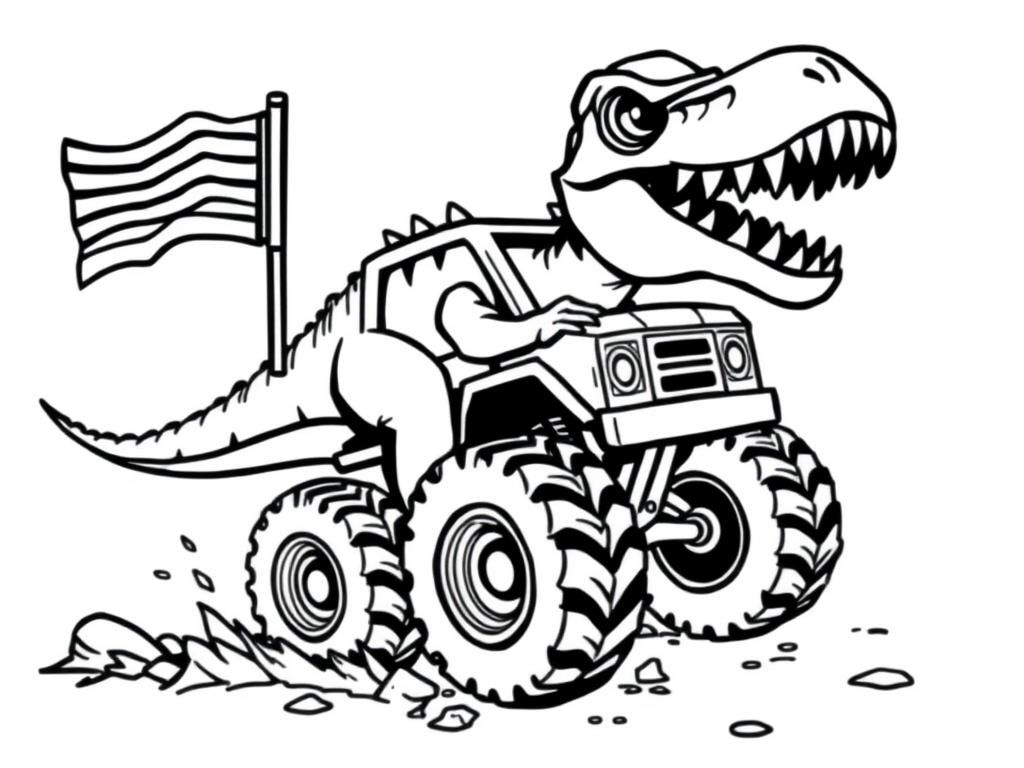 T-Rex Monster Truck Coloring Page