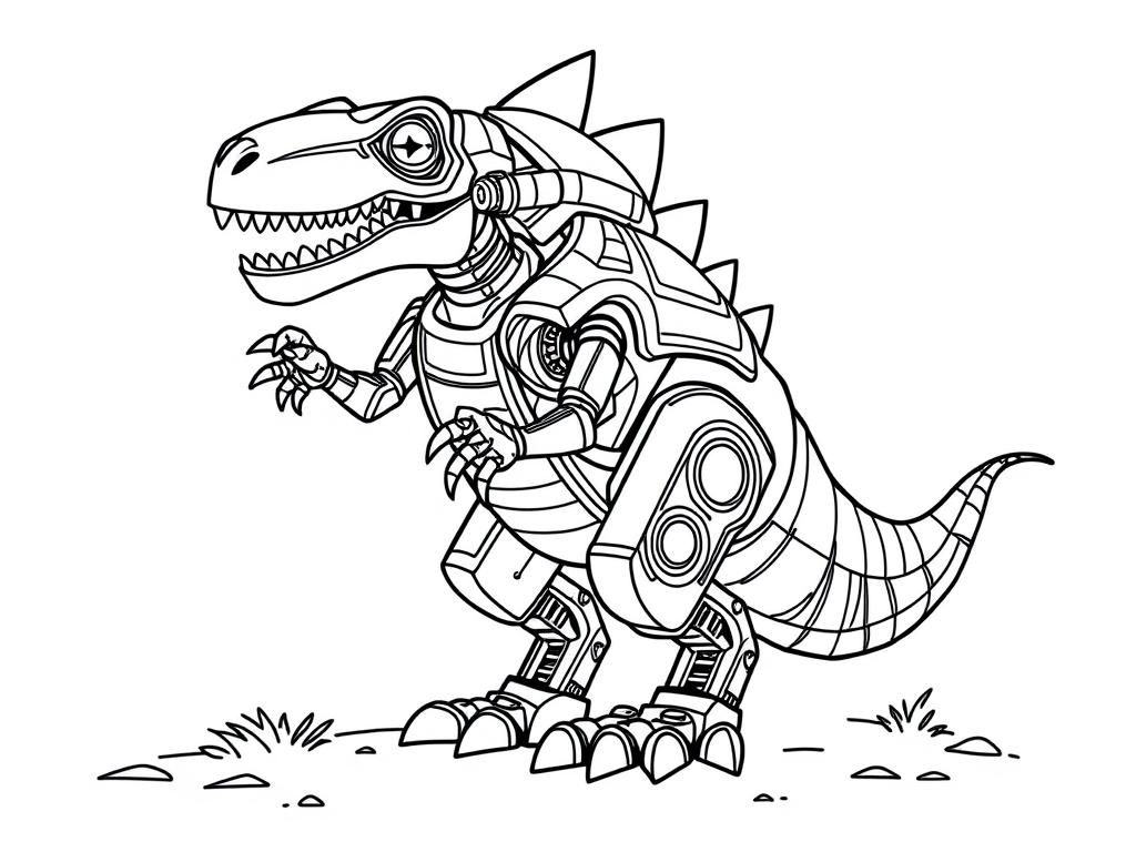 Robo Dinosaur Coloring Page