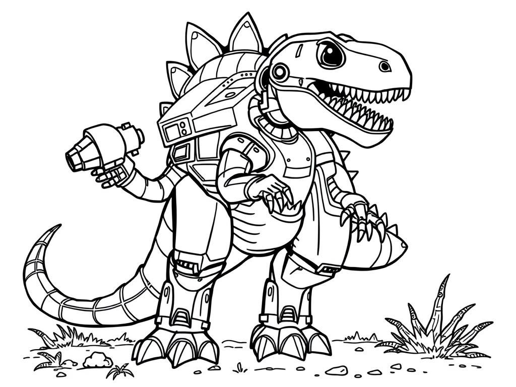 Robo T-Rex Coloring Page