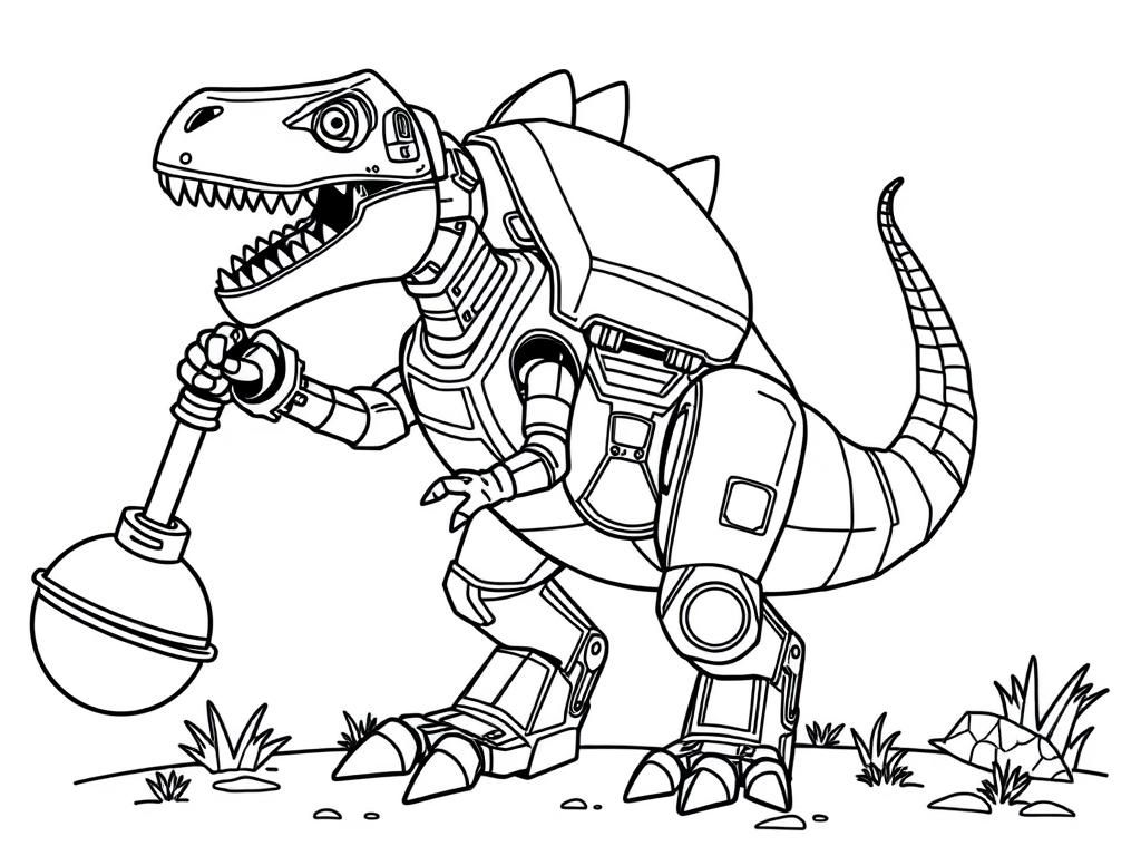 Robotic T-Rex Coloring Page
