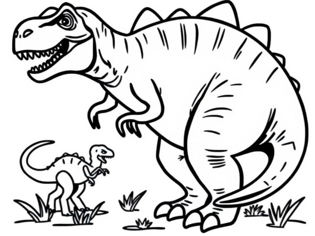 Friendly Dinosaurs Coloring Page