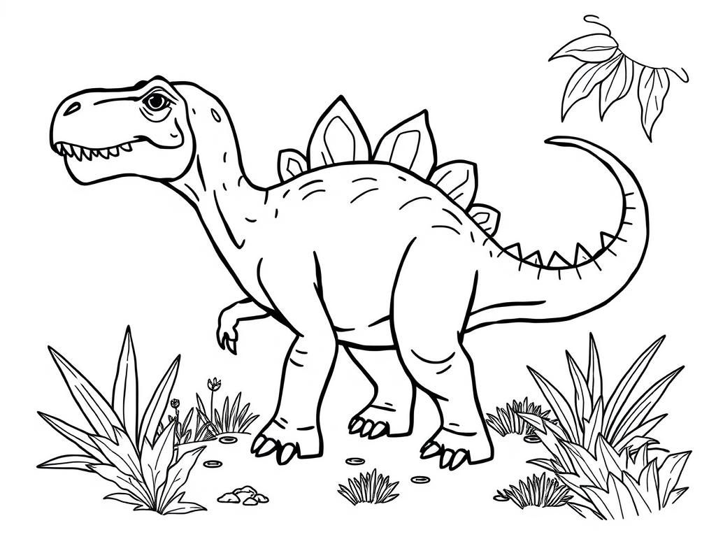 Dinosaur Coloring Page - Spiky Prehistoric Fun