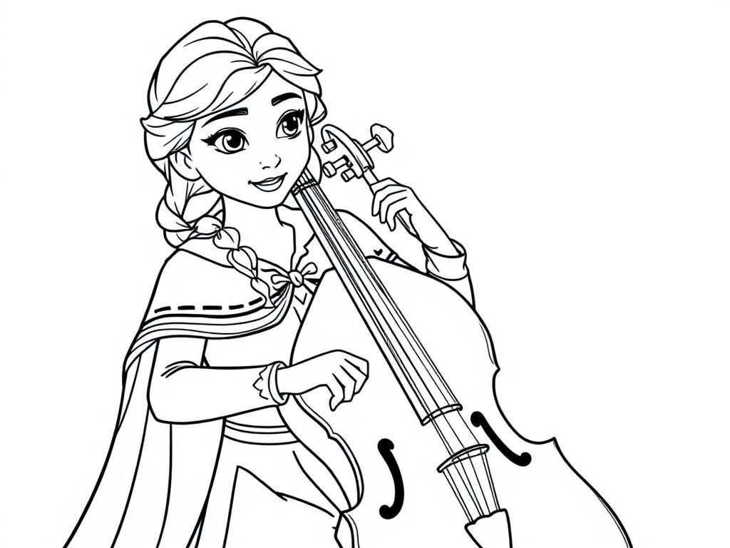 Elsa Plays Cello Coloring Page