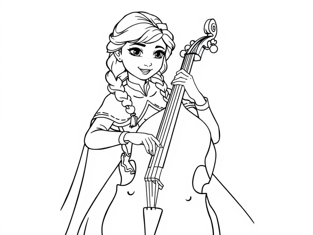 Elsa Playing Cello Coloring Page