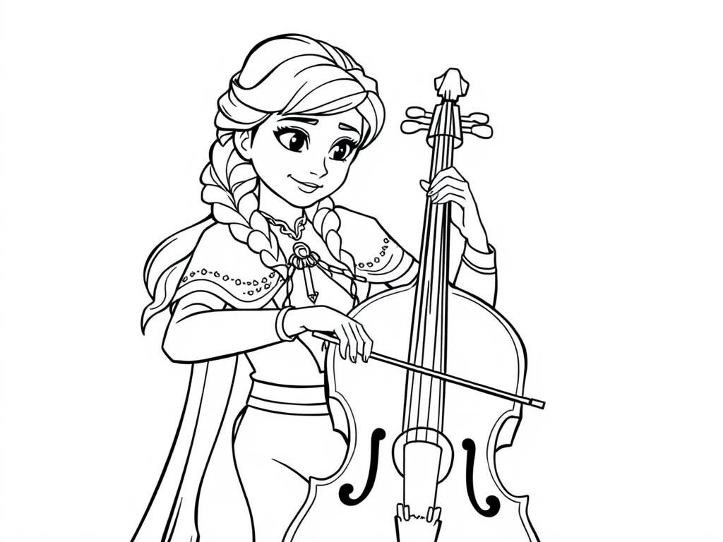 Elsa Plays Cello Coloring Page