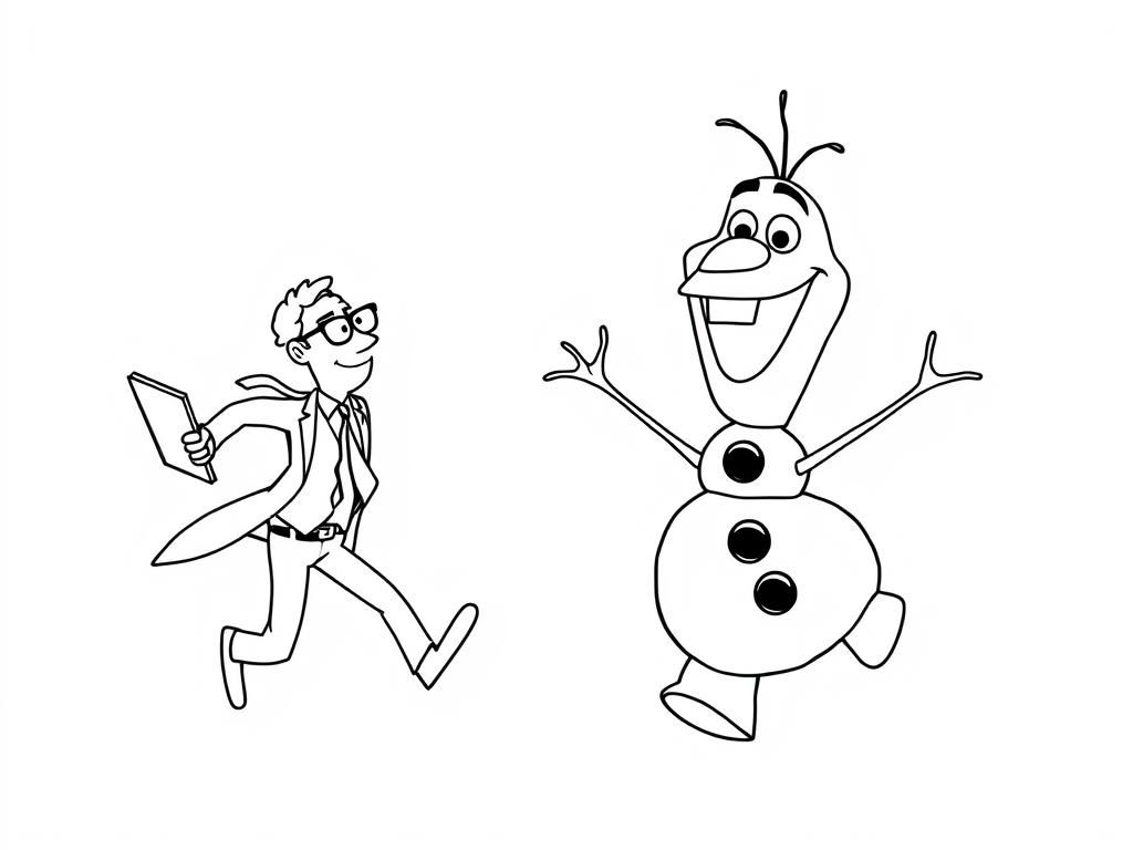 Preview of Disney lawyer fleeing scared from a giant Olaf