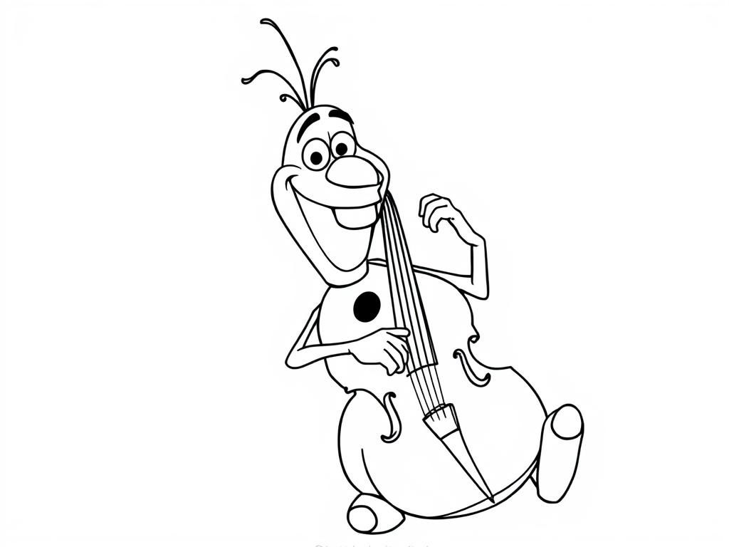 Olaf Playing Cello Coloring Page