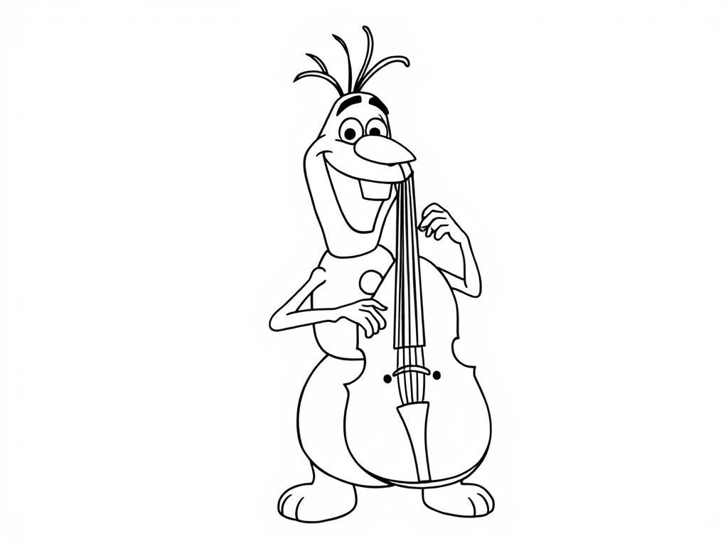 Olaf Playing Cello Coloring Page
