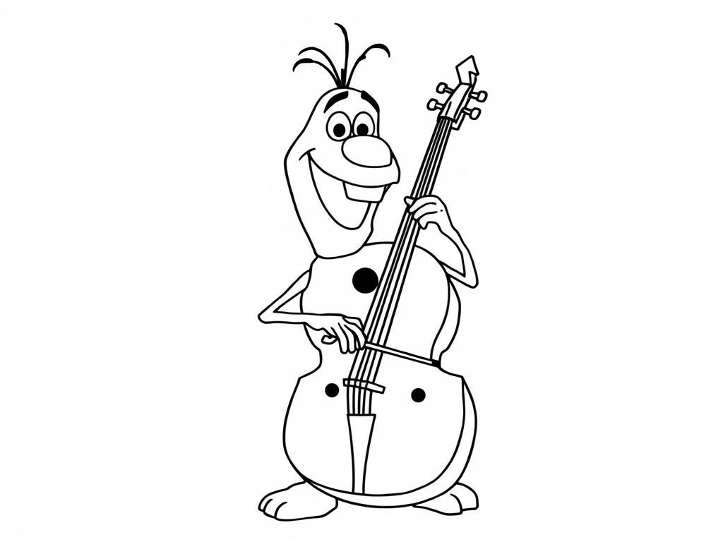Olaf Playing Double Bass Coloring Page
