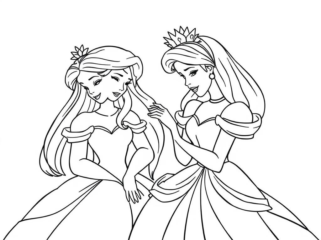 Princess Friends Coloring Page