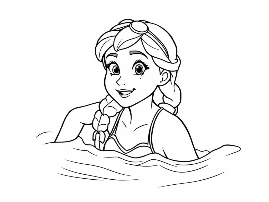 Elsa in Water Coloring Page
