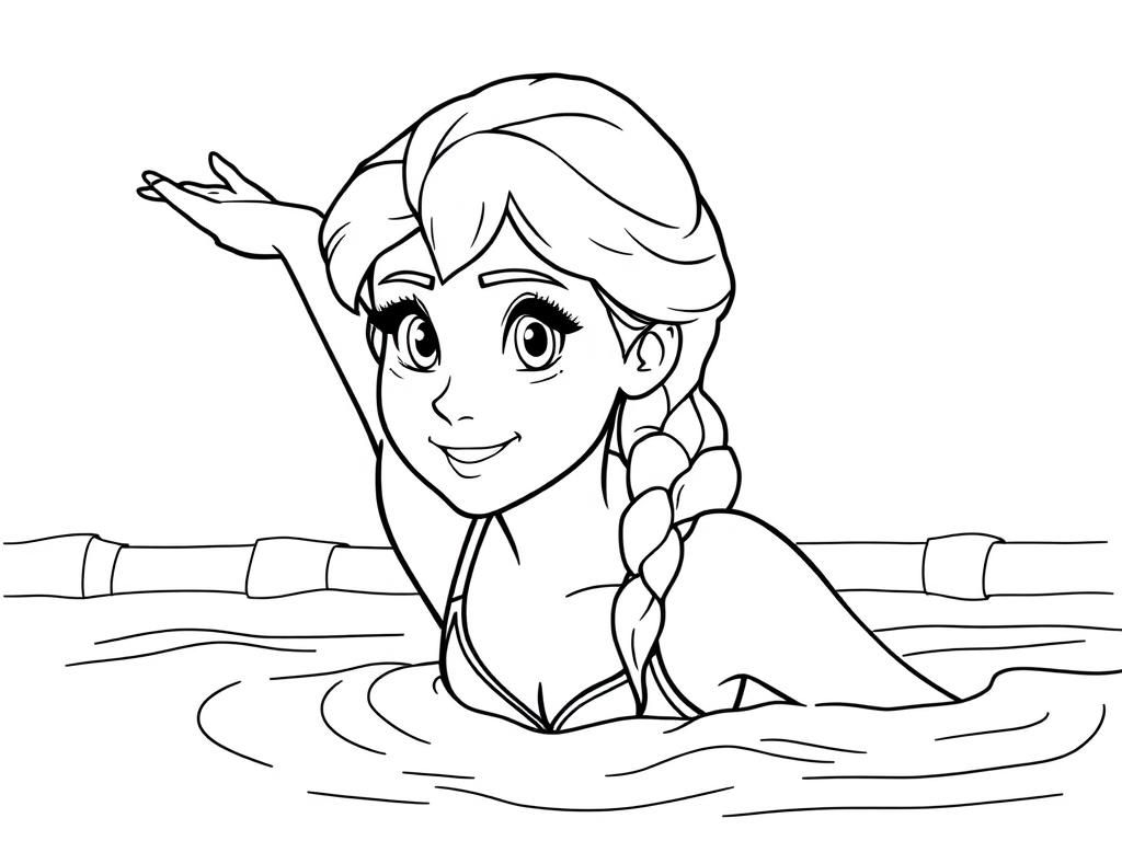 Elsa in Water Coloring Page