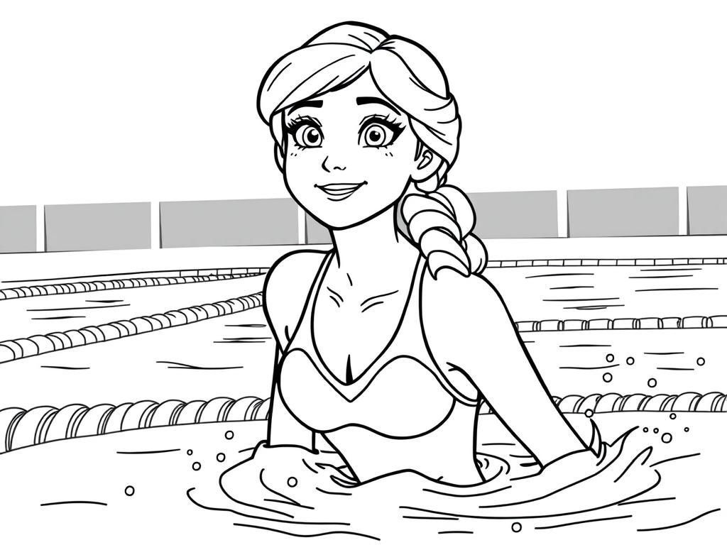 Elsa Zwemmen Kleurplaat