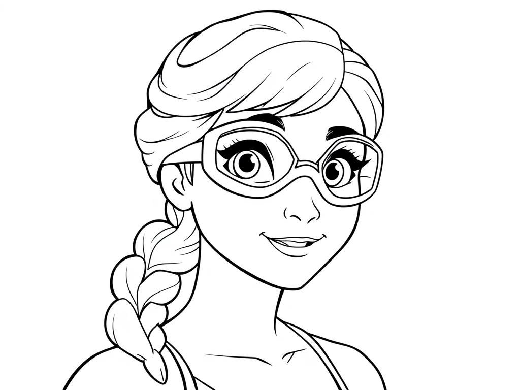 Elsa with Glasses Coloring Page