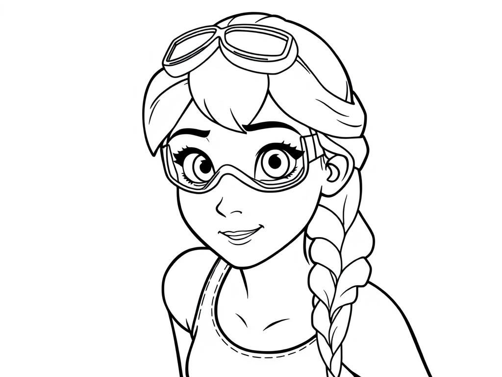 disney‘s Anna as Olympic swimmer with Goggles