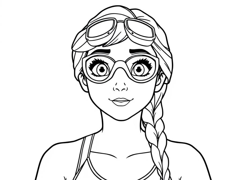 disney‘s Anna as Olympic swimmer with Goggles