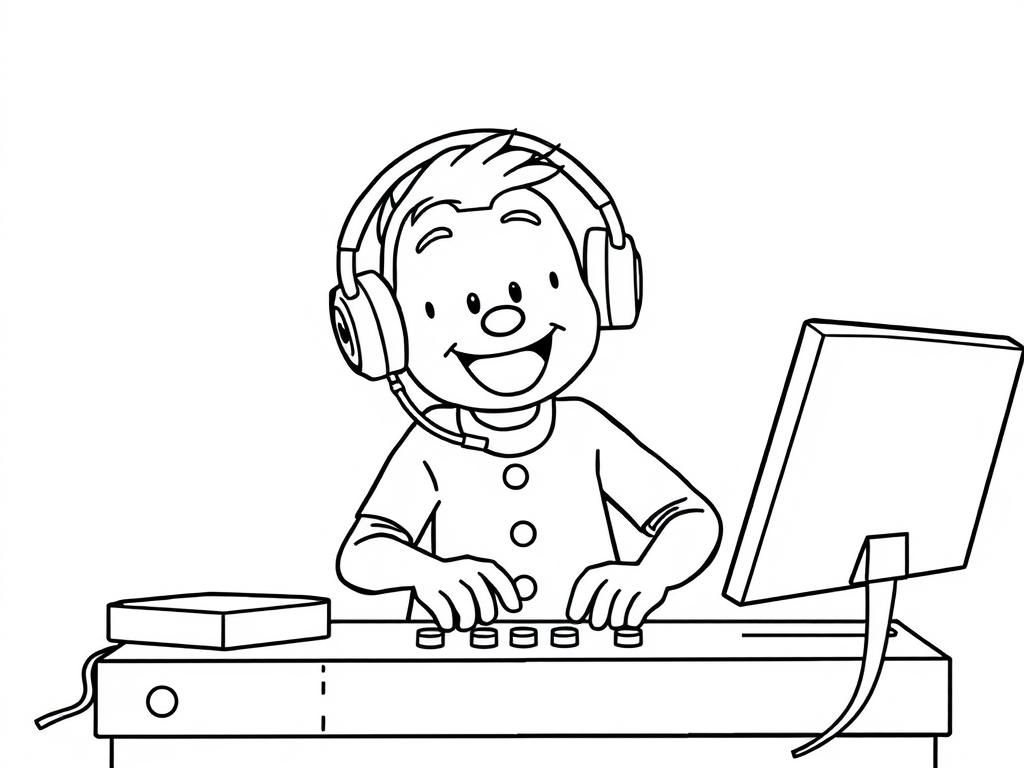 Little DJ Coloring Page