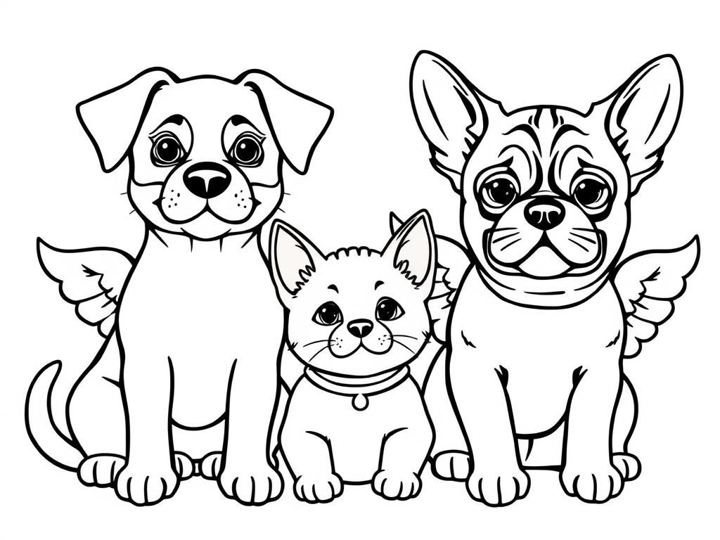 Cute Pets Coloring Page