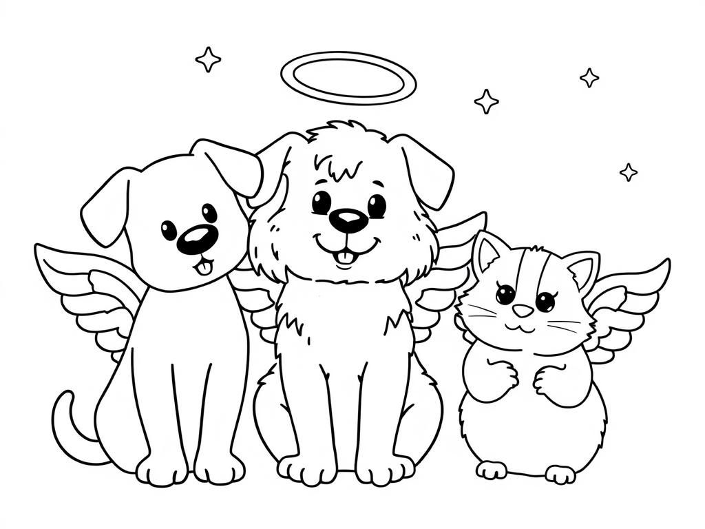 Angel Pets Coloring Page