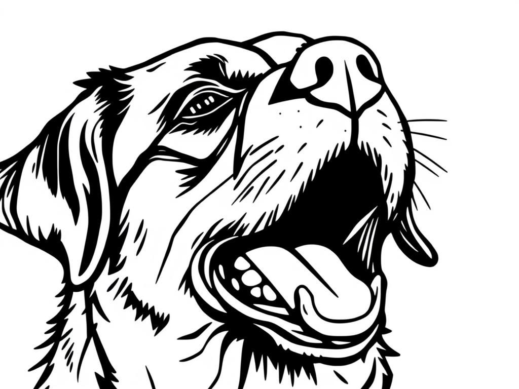 DOG BARKING - Free Printable Coloring Page