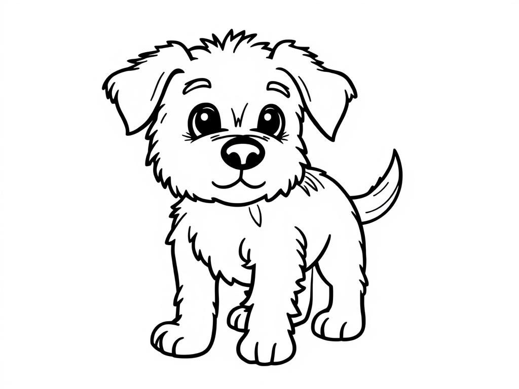 Coloring Page of a Happy Puppy