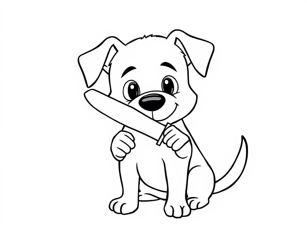 dog holding a knife