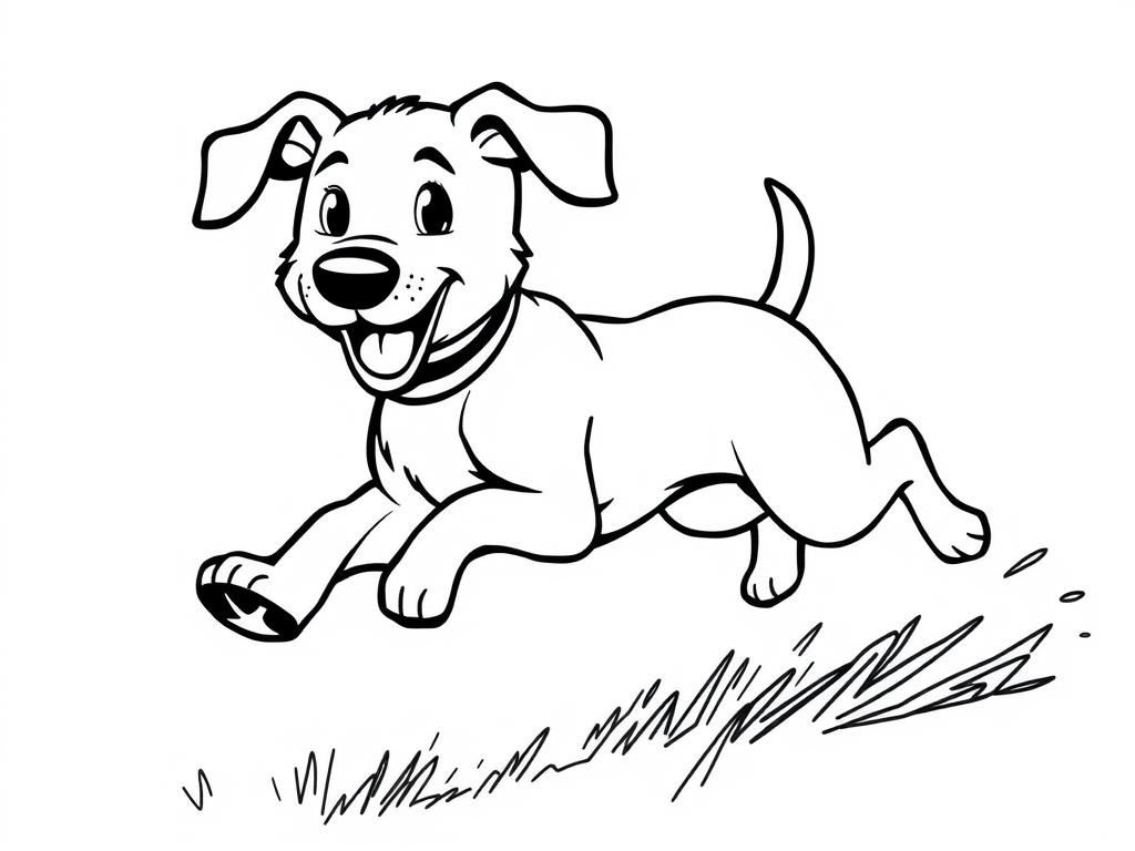 Dog running - Free Printable Coloring Page