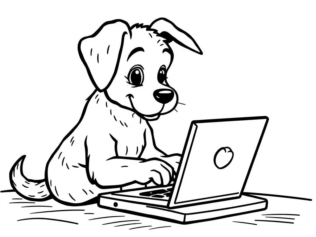 dog using a laptop