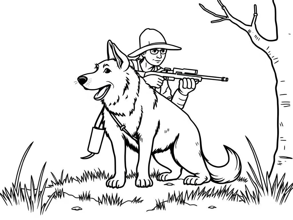 Dog with human hunter