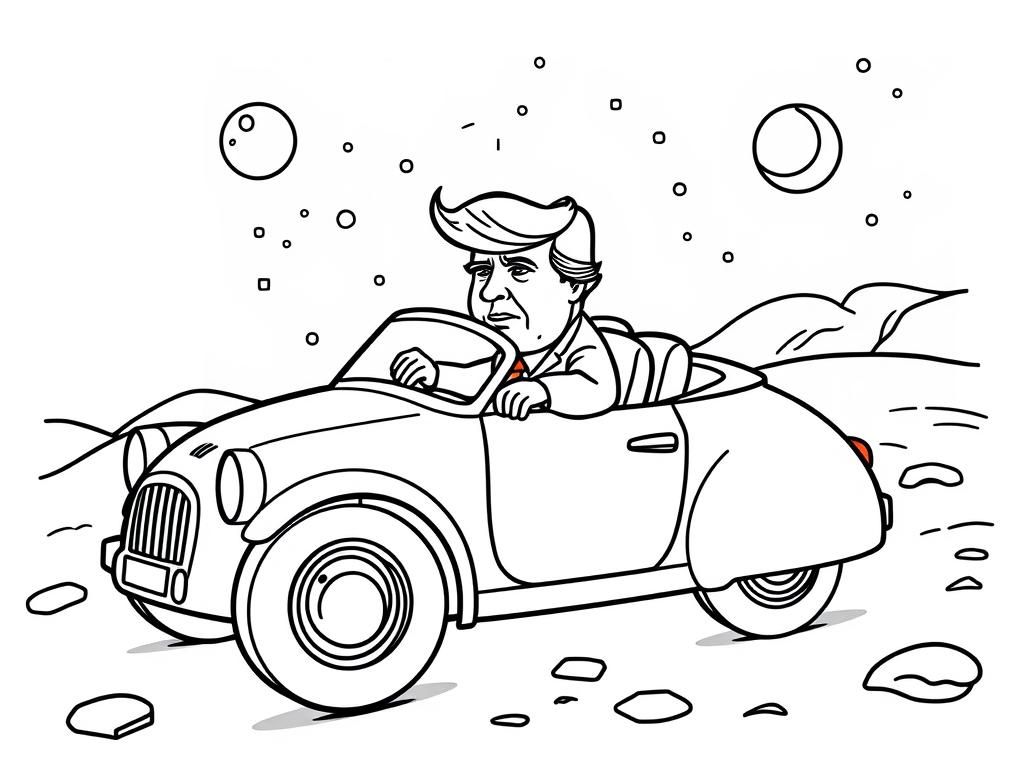 Donald trump cruising around on the moon in the moon car